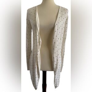 CACHE Ivory Gold Studded Long Sleeve Open Cardigan Size Medium